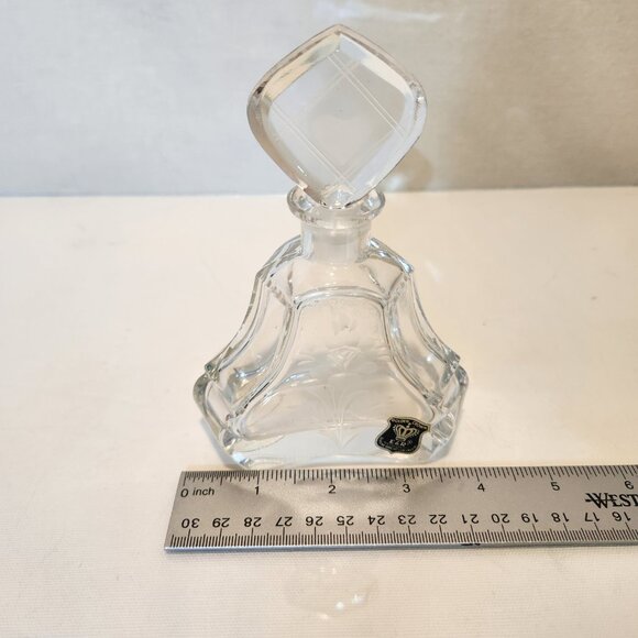 VTG Crystal Perfume Bottle Stopper Hand Etched Golden Crown William Andre - Picture 13 of 14